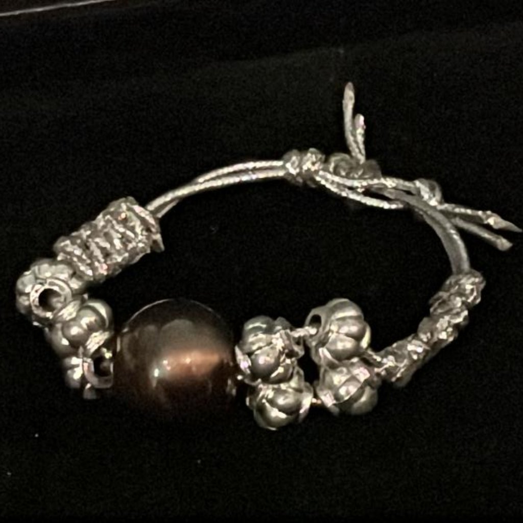 Silver Color Woven With Beads Bracelet
